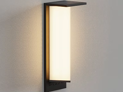 Modern Minimalist Wall Lamp With Black Frame And White Shade Emitting Warm Light 3d model