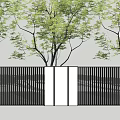 Modern Building Facade With Black Grille Design White Columns And Green Plants