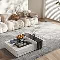 Modern White Marble Coffee Table With Dark Wood Accent For Stylish Cozy Luxury Living Room