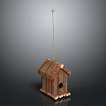 Rustic Wooden Birdhouse With Small Entrance Hole Wooden Stake Base And Metal Rod Top