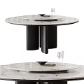 Modern Elegant Round Marble Dining Table With Black Base Contemporary Design 3d model