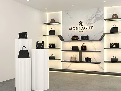 MONTAGUT Handbags Display Shelves With Marble Wall And Modern Design 3d model