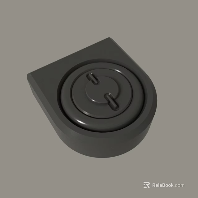 Black Round Furniture Caster Wheel Component With Two Holes Design 3d model 