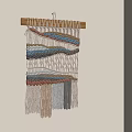 Decorative Handwoven Multicolored Macrame Wall Hanging With Tassels On Beige Wall