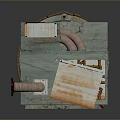 Vintage Rusted Industrial Metal Equipment With Exposed Pipes And Worn Labels