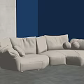 Modern Curved Sectional Sofa With Soft Ivory Linen Plush Cushions And Neutral Walls Interior