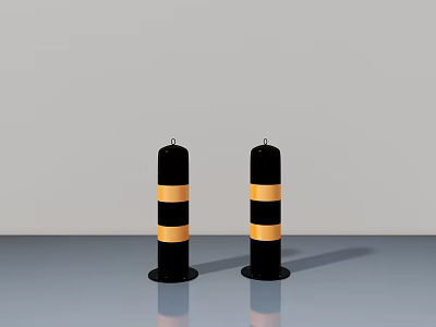 Traffic Control Bollards With Black And Yellow Stripes For Road Safety 3d model