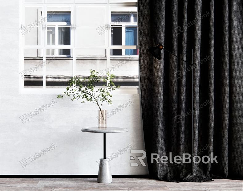 Modern Curtain Gauze Curtain Side Table Coffee Table Plant Vase Ornaments model