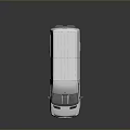 White Mercedes-Benz Box Style Bus with Reflective Surface on Gray Background