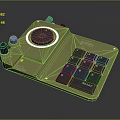 Digital Control Panel with Golden Body Blue Knobs Circular Display and Matrix Keypad Interface