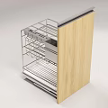 Modern Kitchen Cabinet With Wooden Door And Metal Pull Out Basket Shelves
