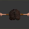Child 3D Character With Brown Hair Orange Shirt Red Pants Arms Outstretched Standing