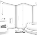 Modern Luxury Marble Bathroom With Elegant Vanity Freestanding Bathtub And Clear Glass Shower Enclosure Design