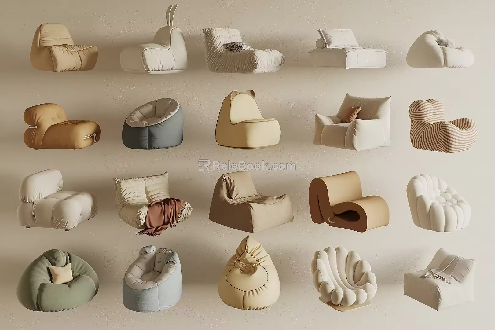 Modern Cream Single Sofa Modern Single Sofa Cream Style Single Sofa Modern Lazy Sofa Cream Style Lazy Sofa Casual Sofa 3d model