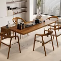 New Tea Table Large Board Table Dining Table and Chair Combination-Silent Log 3d model