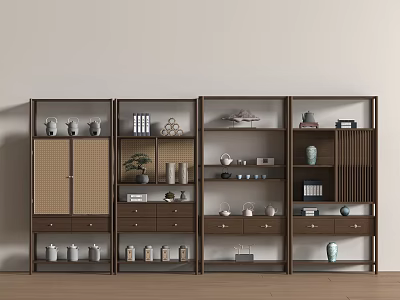 New Chinese Zen Antique Rack New Chinese Zen Antique Rack Solid Wood Storage Cabinet 3d model