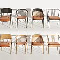 Modern Dining Chairs With Multiple Designs Different Material Frames And Upholstered Seats 3d model
