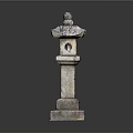 Traditional Stone Lantern Structure With Carved Top Lantern Chamber And Base