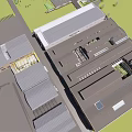 Industrial Workshop With Yellow Steel Frame Gray Walls Modern Design And Entrance