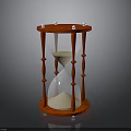 Decorative Red Framed Hourglass With Transparent Glass Sand And White Top Accents