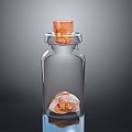 Transparent Glass Bottle With Cork Stopper And Seashell Inside For Daily Use 3d model