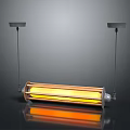 Hanging Electric Heater With Glowing Yellow Heating Tube And Metal Brackets
