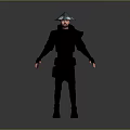 Game Movie Character With Black Outfit And Conical Hat Ninja Style Design