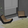 Quiet Style Leisure Chair Balcony Leisure Chair Rattan Recliner Middle-aged Chair Texted Carpet 3d model