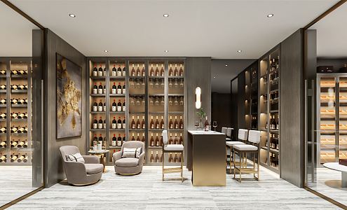 Modern wine tasting area wine cellar 3d model