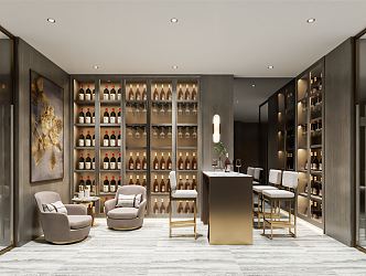 Modern wine tasting area wine cellar 3d model