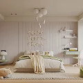 Cozy Children's Room Interior With Never Stop Dreaming Quote Bed Balloon Decor And Desk