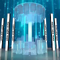 Happy New Year Themed Digital Art With Transparent Tower And Blue Background