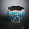 Blue Ceramic Bowl With Floral Bird Patterns As Decorative Accent For Home Furniture