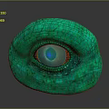 Reptilian Eye With Green Textured Scales Orange Iris And Black Pupil