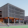 Modern nine-year school teaching building 3d model