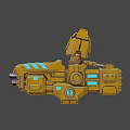 Yellow Sci Fi Mechanical Device With Blue Glowing Elements And Detailed Components 3d model