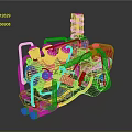 Mechanical Equipment With Multiple Cylinders Metal Frame Pipes Red Components And Green Wheels