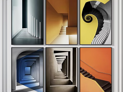 Abstract Staircase Designs In Modern Architectural Art With Vibrant Colors And Geometric Patterns 3d model