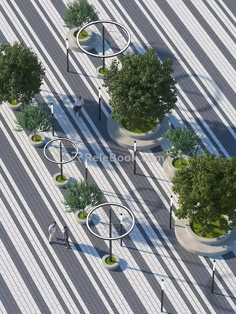 Modern Tree Pond Square Seat Landscaping Landscape Art Device Middle View Good Tree Square Laying Multi-functional Tree Pond Square Flower-bed 3d model