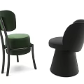 Pair of Stylish Modern Single Sofas With Green Curved Back And Black Leg Design