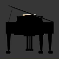 Living Supplies Black Grand Piano With Wooden Interior And Piano Keys