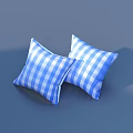 Set Of Two Soft Blue And White Checkered Decorative Pillows For Cozy Home Use
