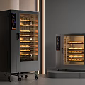 Commercial Kitchen Ovens Stainless Steel With Glass Doors Showing Baked Goods Inside