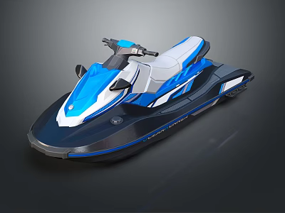 Blue And White Jet Ski Watercraft With Modern Design And Comfortable Seat 3d model