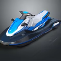 Blue And White Jet Ski Watercraft With Modern Design And Comfortable Seat