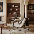 Elegant Living Room Interior Design With Decorative Ceiling Chandelier Circular Painting Fireplace And Beige Sofa