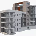 Modern Residential Building With White And Brown Brick Exterior Multiple Floors Balconies And Large Windows
