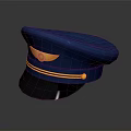 Blue Pilot Cap With Gold Accents Wing Badge And Brass Button Design 3d model
