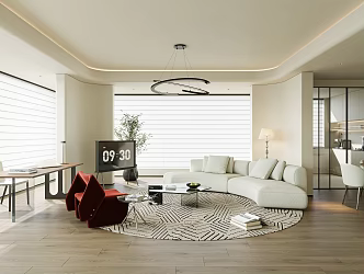 Cream style restaurant sofa coffee table combination multi-person sofa marble coffee table acrylic coffee table leisure chair balcony desk and chair combination round dining table and chair combination 3d model