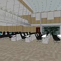 Modern Control Room Interior With Workstations Multiple Screens And Office Chairs 3d model